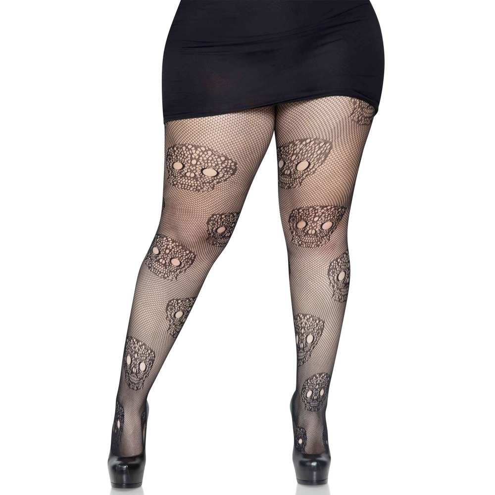 Leg Avenue - Lace Skull Fishnet Panty - Zwart